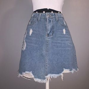Light Wash Denim Mini Skirt